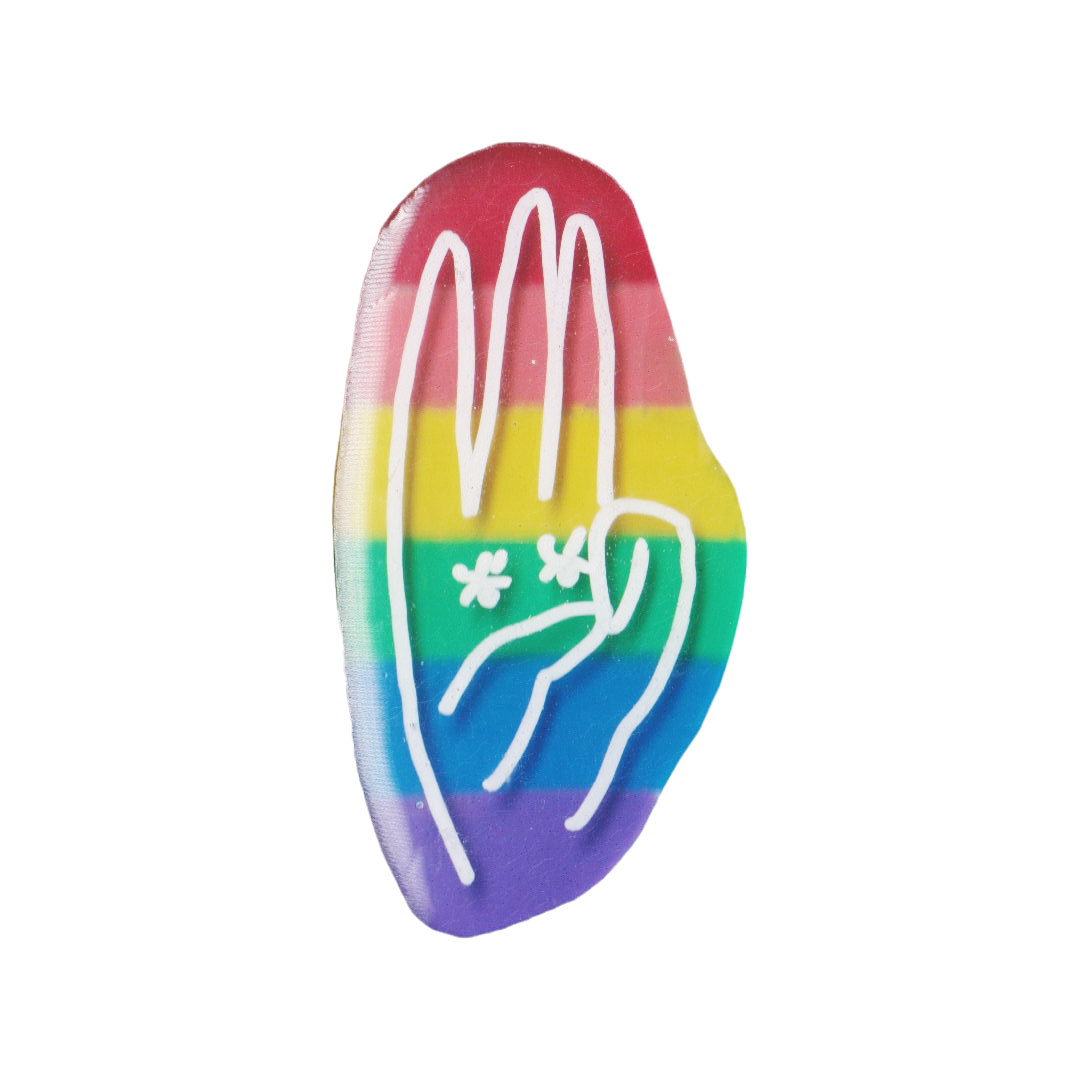 Three-finger Salute Pin (Pride)