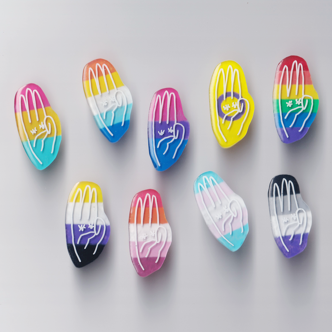 Three-finger Salute Pin (Pride)